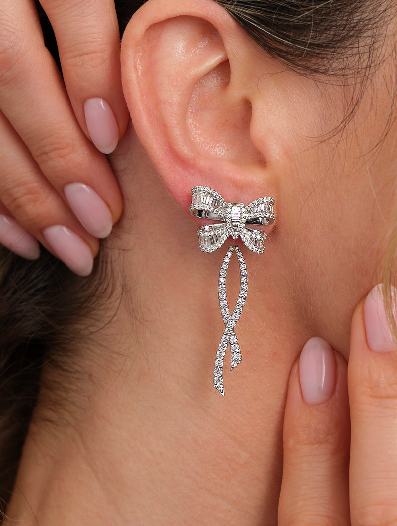 Bow Stud Diamond Earrings for Women