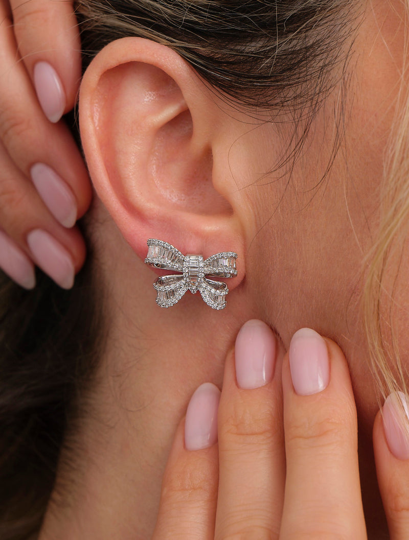 Bow Stud Diamond Earrings for Women