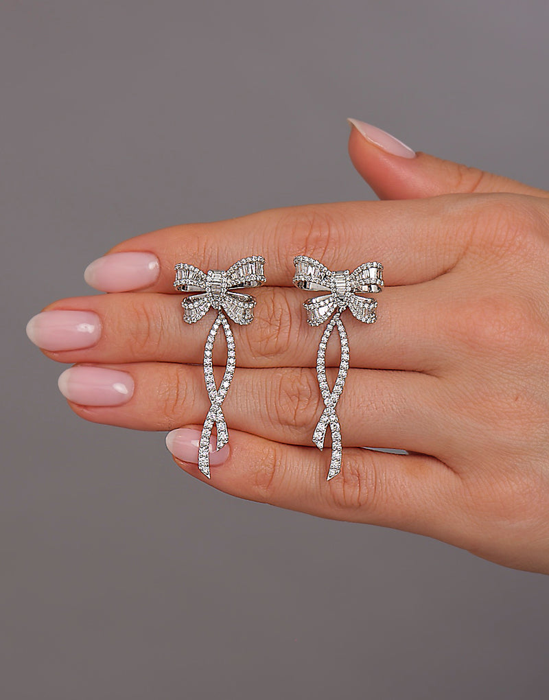 Bow Stud Diamond Earrings for Women