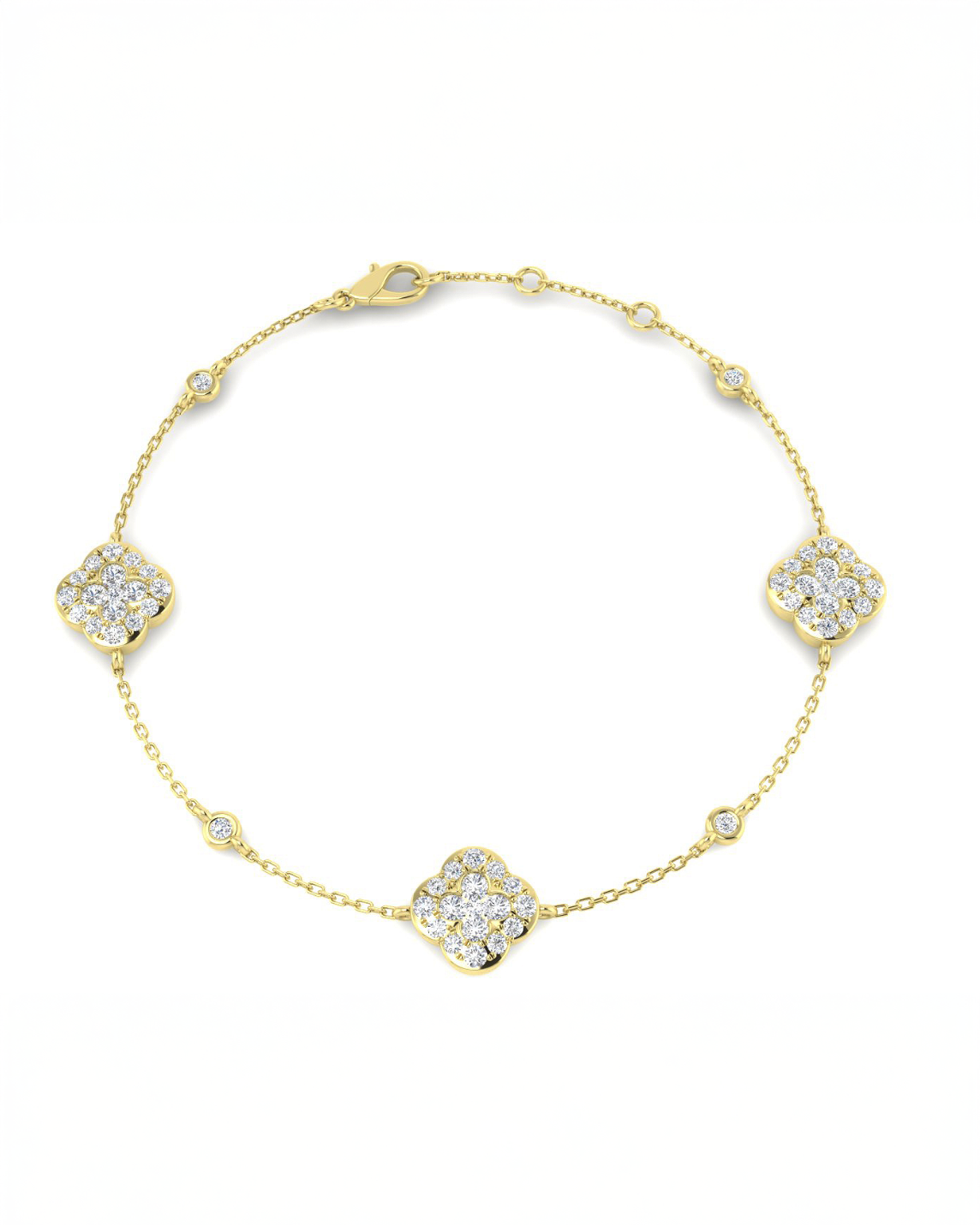 Diamond clover chain bracelet in platinum, yellow gold, rose gold, and white gold —  Layla Diamonds London