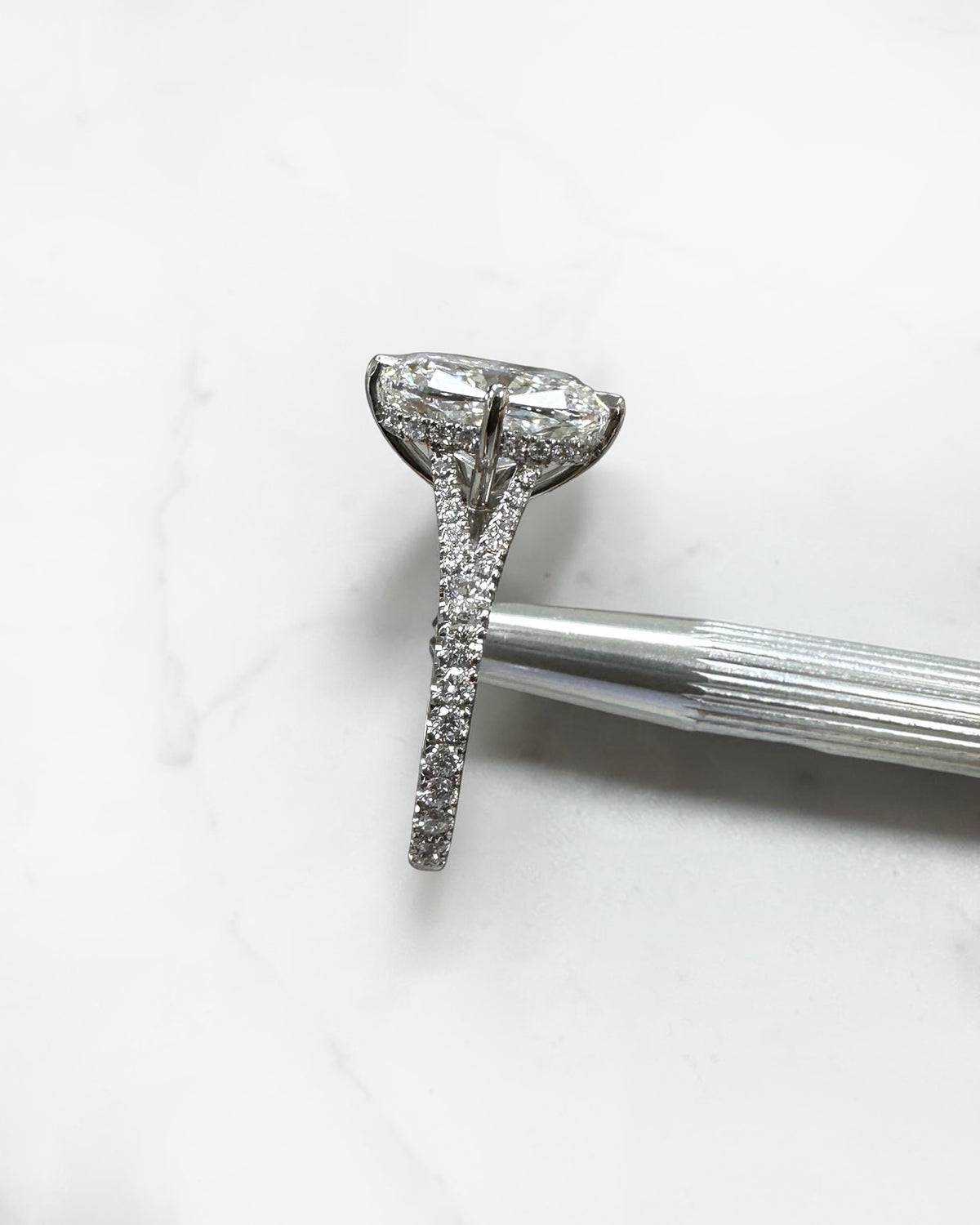 5ct Elongated Cushion Cut Diamond Split Shoulder Engagement Ring