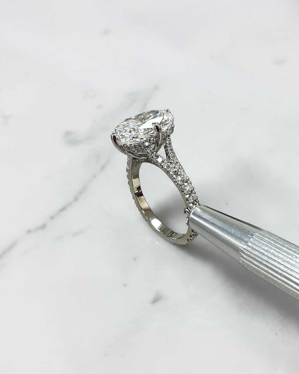 5ct Elongated Cushion Cut Diamond Split Shoulder Engagement Ring