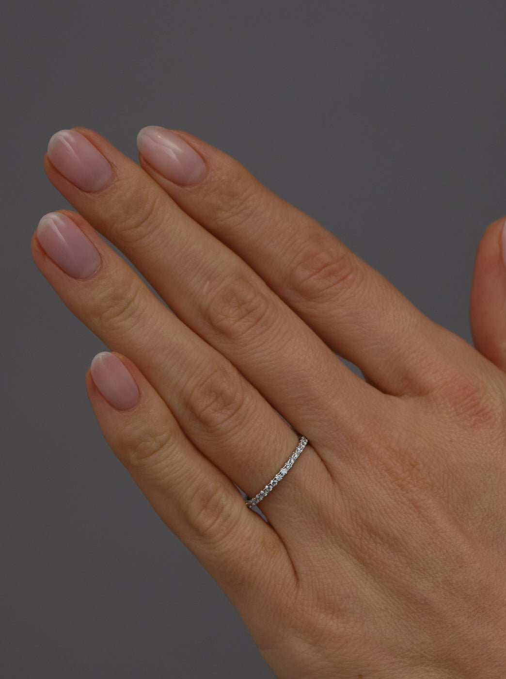 1.5mm half eternity style diamond engagement bands with 0.17ct diamonds.