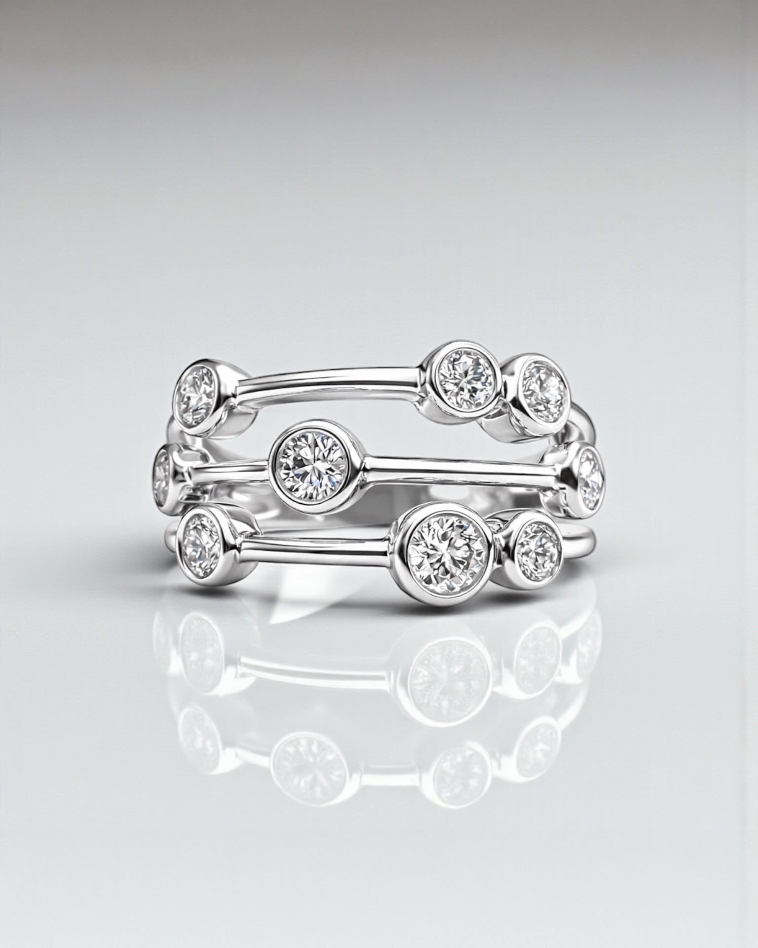A beautiful 0.70ct midi bubble ring from our diamond wedding bands collection.