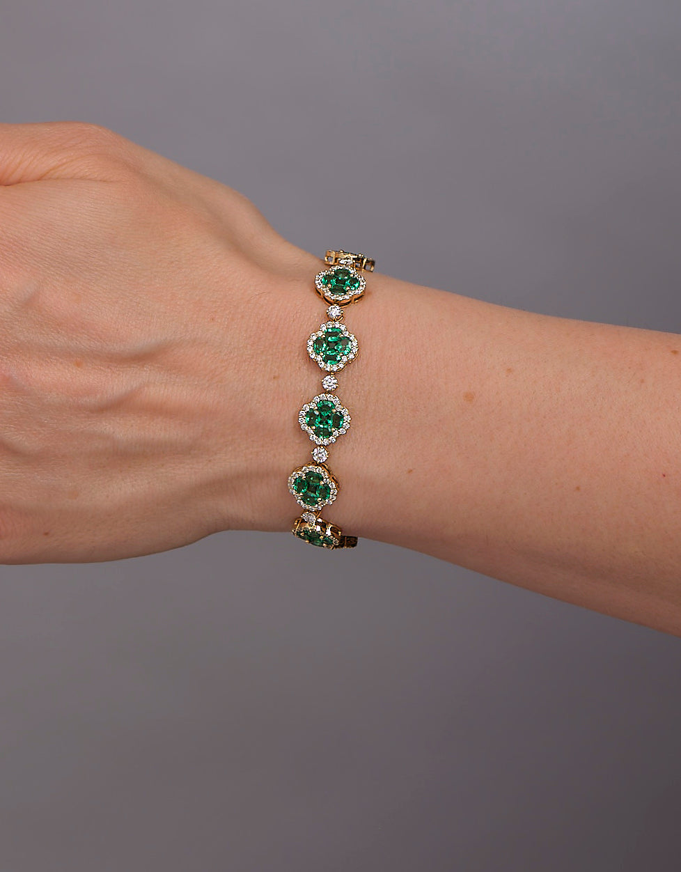 Emerald Diamond Clover Bracelet