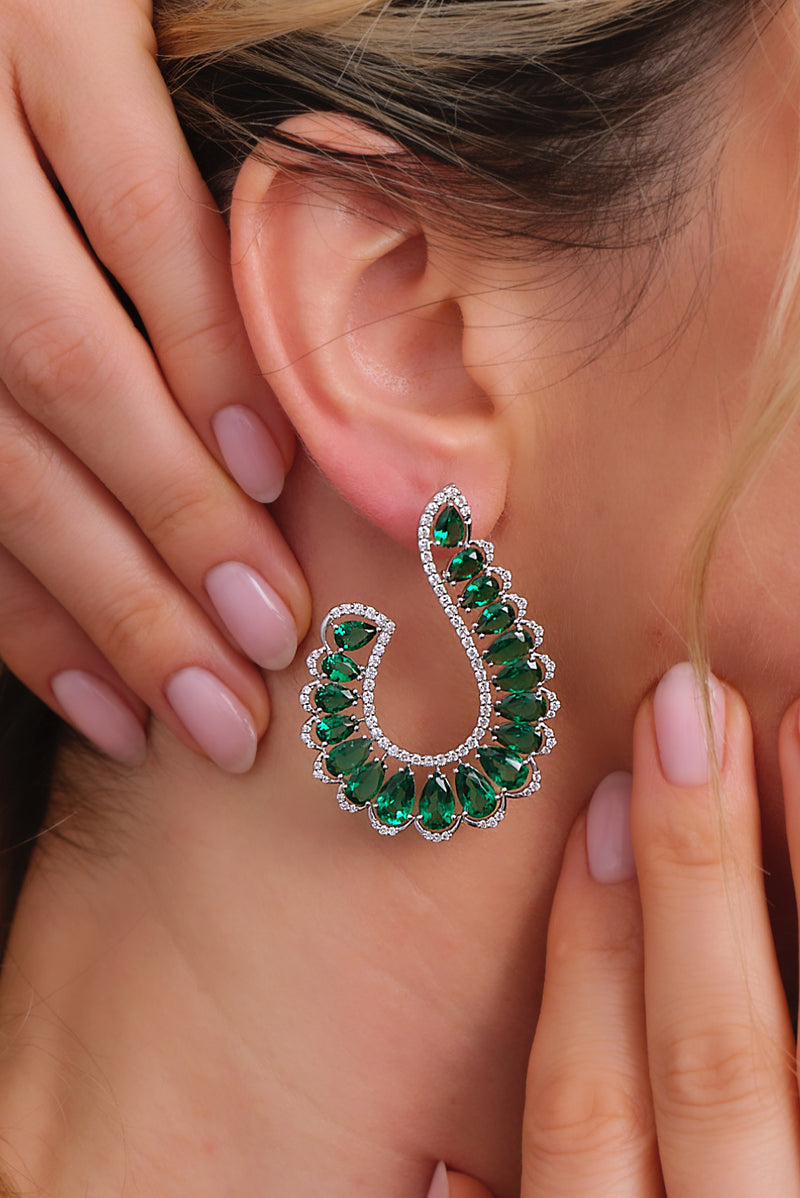 Statement Diamond Emerald stud Earrings