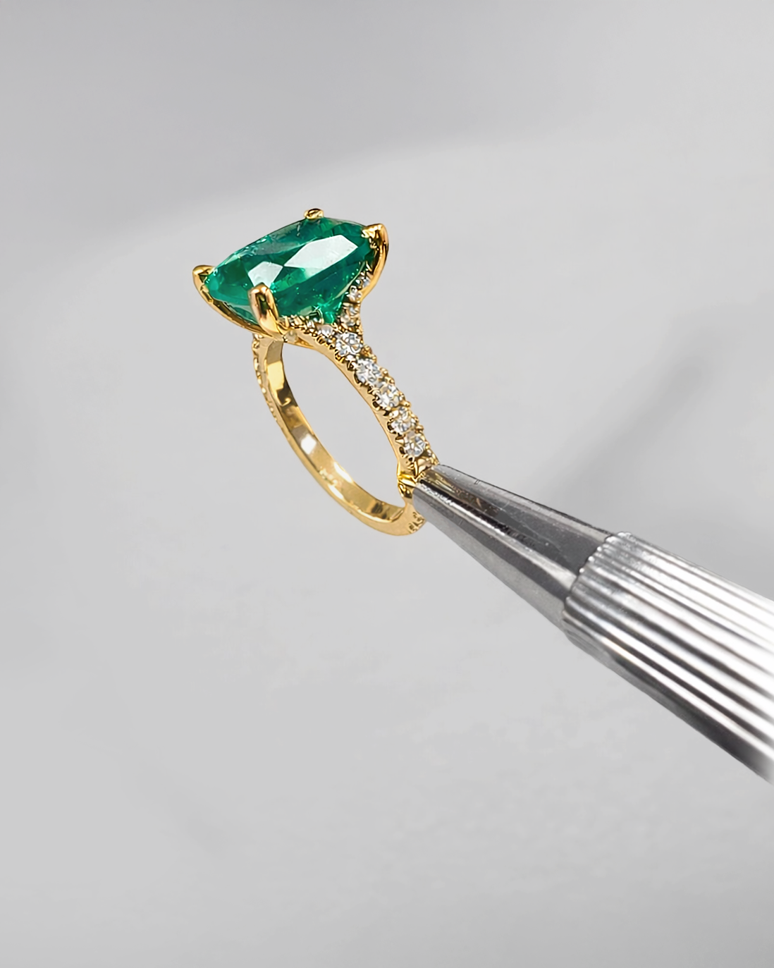 5.40ct Elongated Cushion Emerald Ring