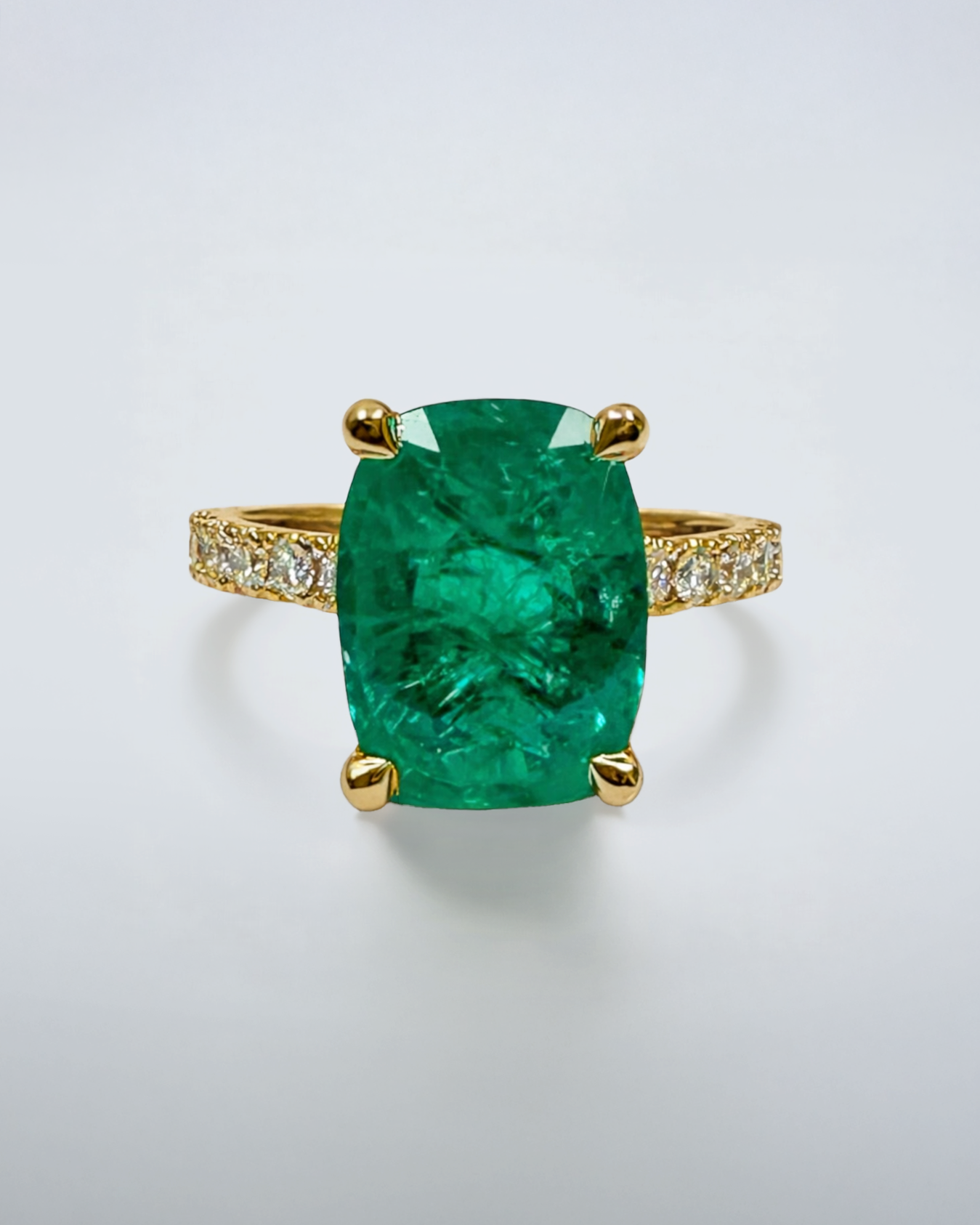 5.40ct Elongated Cushion Emerald Ring