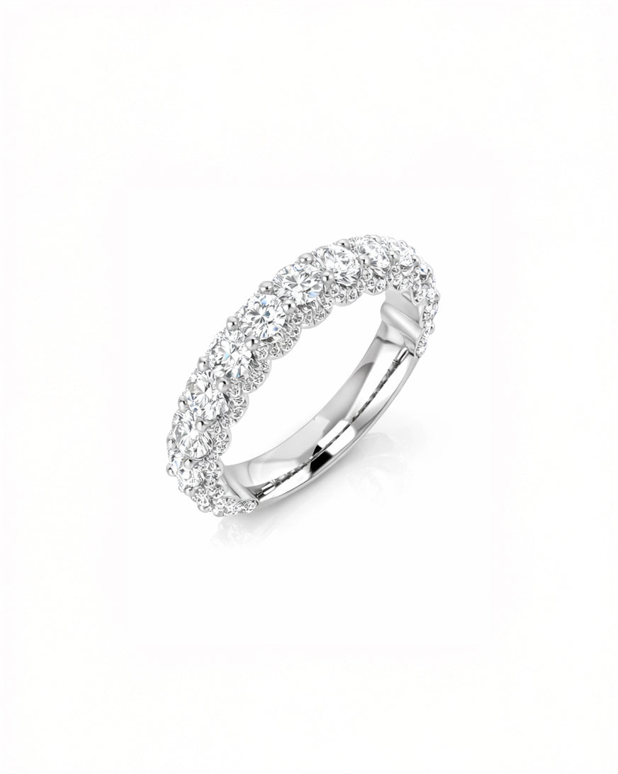 Show stopping 2ct fancy diamond band with U setting 3D Diamond design. Available in 9kt or 18kt gold or platinum. perfect diamond gift for her