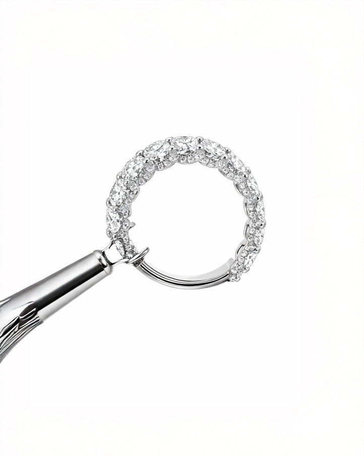 Show stopping 2ct fancy diamond band with U setting 3D Diamond design. Available in 9kt or 18kt gold or platinum. perfect diamond gift for her