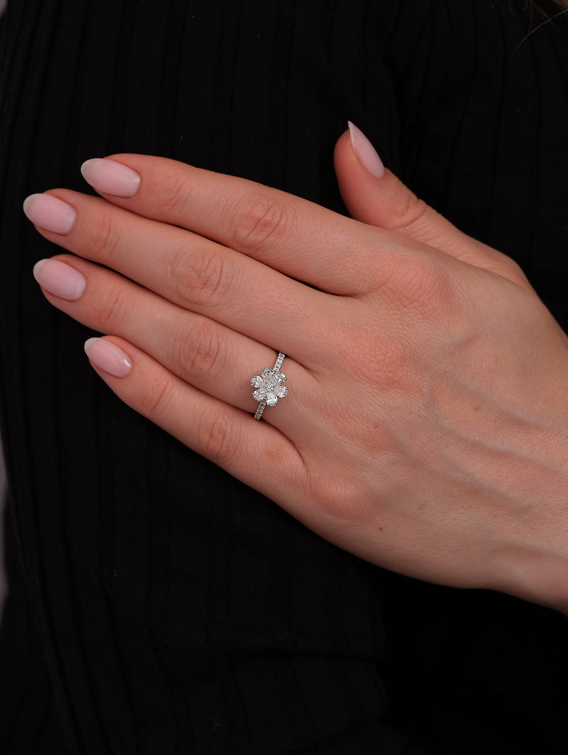Mini Flower Ring Lab Grown Diamond Engagement Rings.