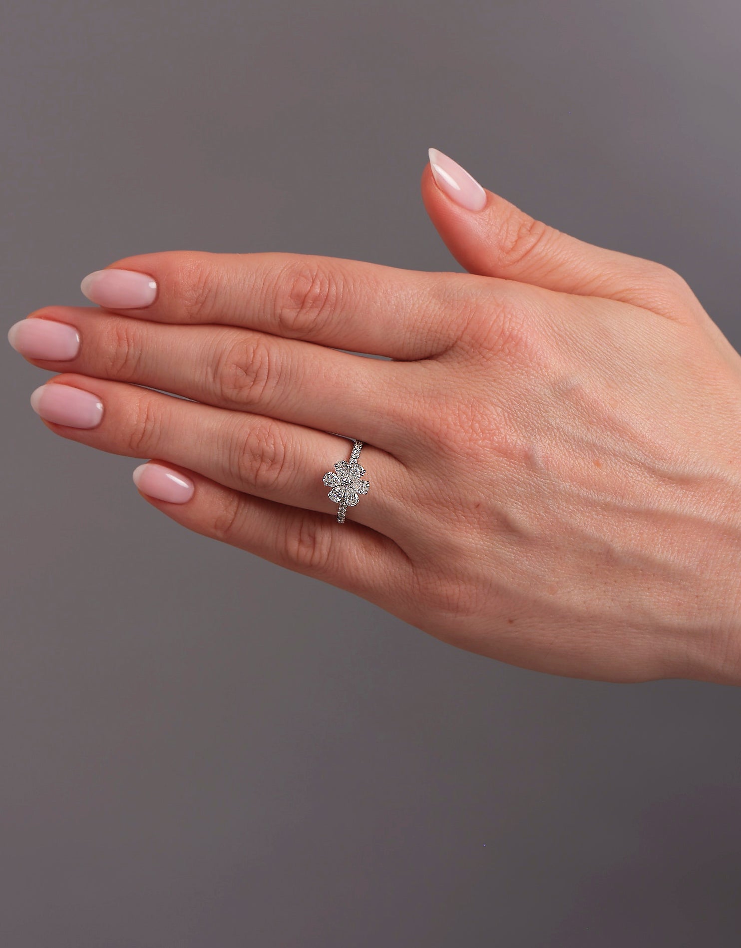 Mini Flower Ring Lab Grown Diamond Engagement Rings.