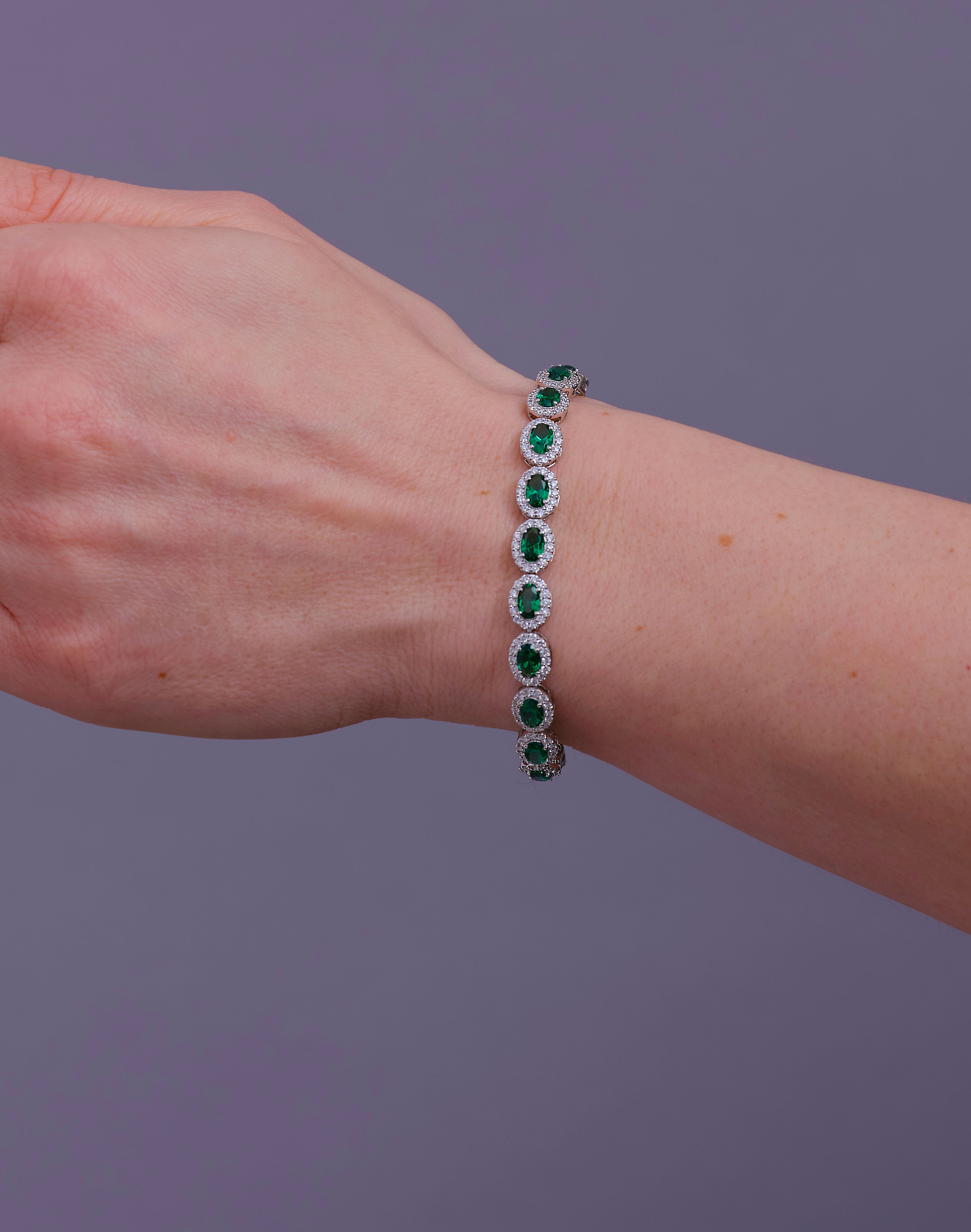 Emerald & Diamond Halo Bracelet