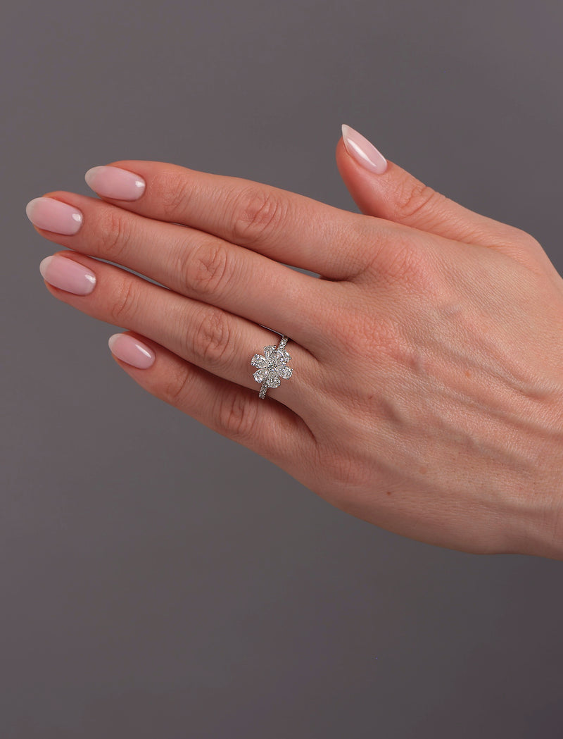 Midi Flower Ring Lab Grown Diamond Engagement Rings.