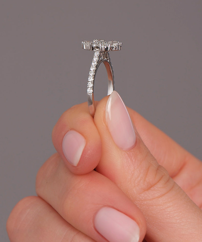 Midi Flower Ring Lab Grown Diamond Engagement Rings.