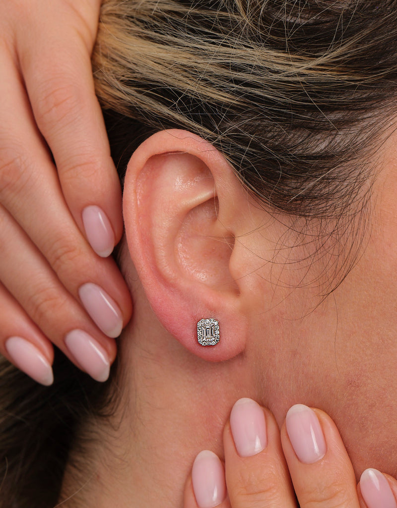 Mismatch Cuff and Halo Diamond Vintage Earrings