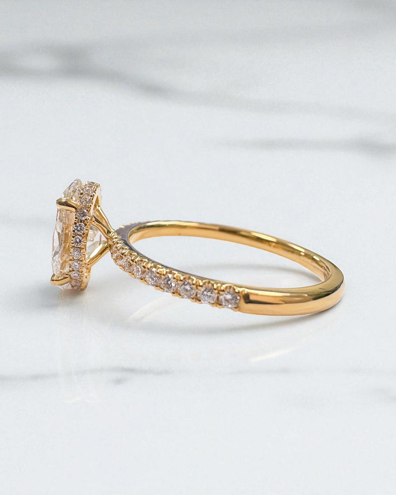 2ct Oval Wrap Around Hidden Halo Lab Grown Diamond Engagement Rings.