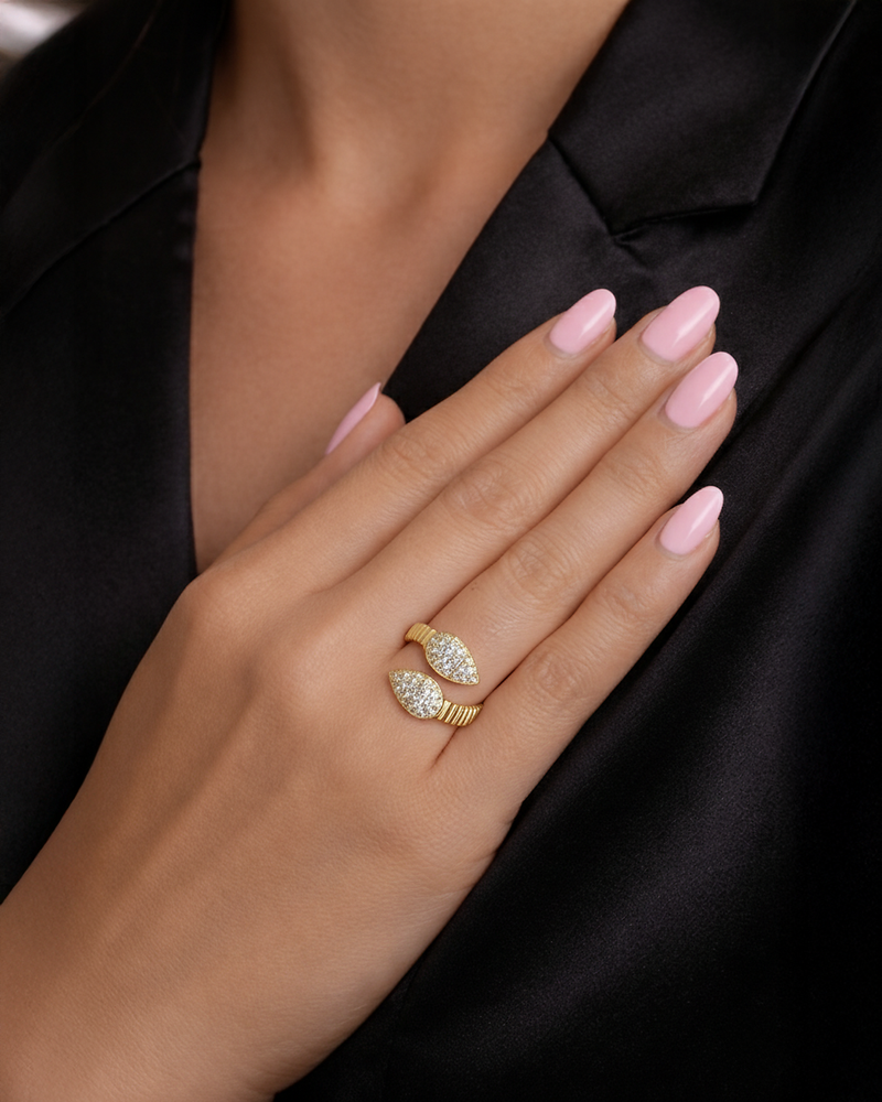 Wrap around serpent diamond ring in 9ct yellow and white gold with 0.70ct natural G SI1+ diamonds on hand