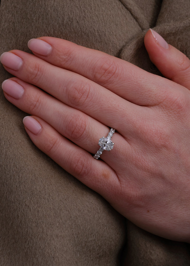 1.50ct Oval U Prong Setting Lab Grown Diamond Engagement Rings.