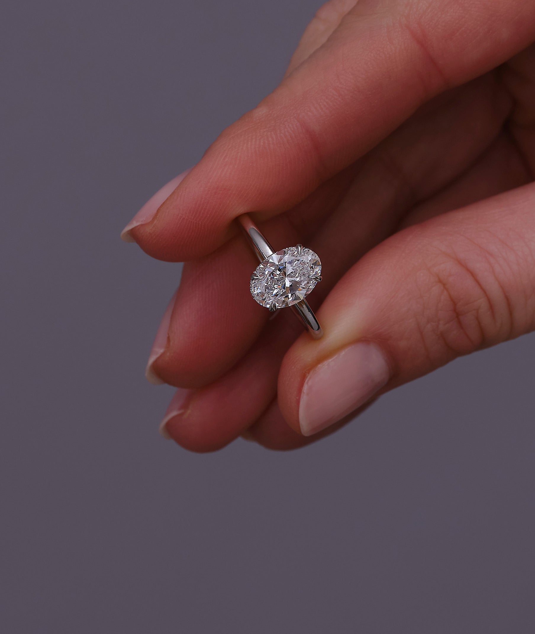 2ct Oval Hidden Halo Solitaire Lab Grown Diamond Engagement Rings.