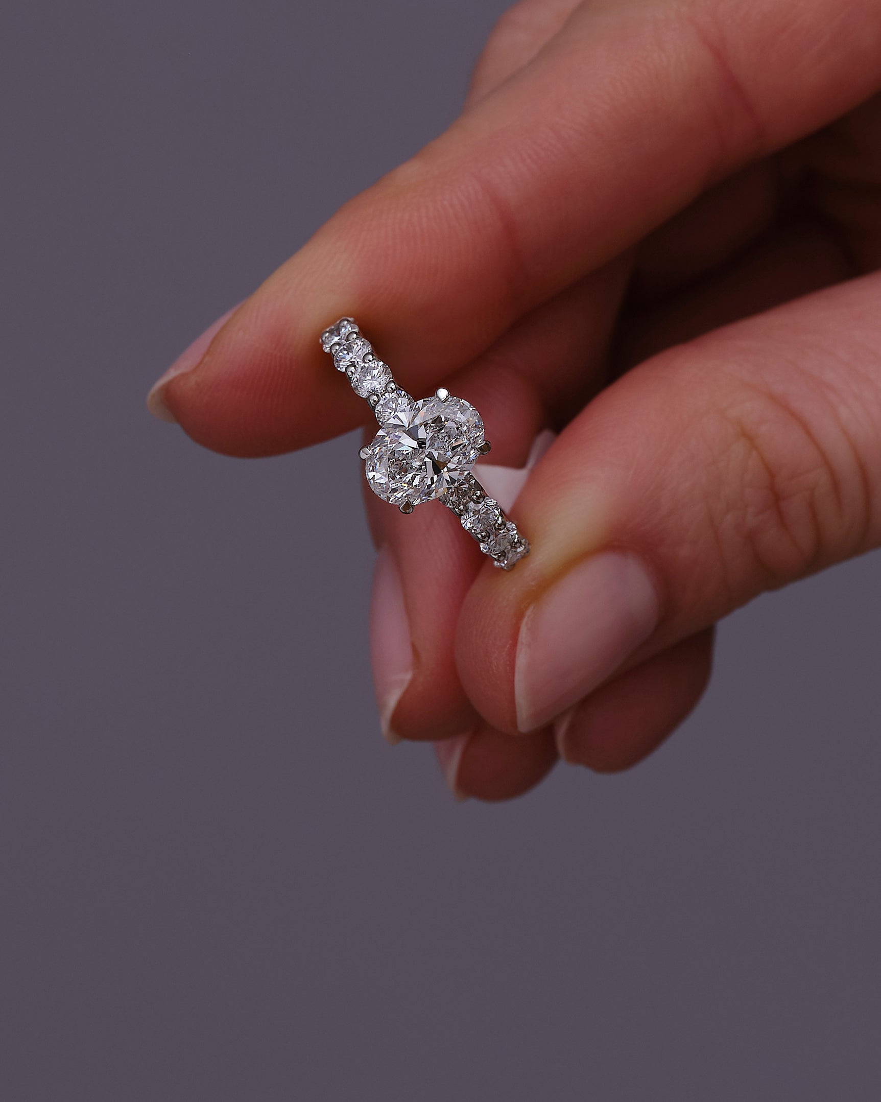 1.50ct Oval U Prong Setting Lab Grown Diamond Engagement Rings.
