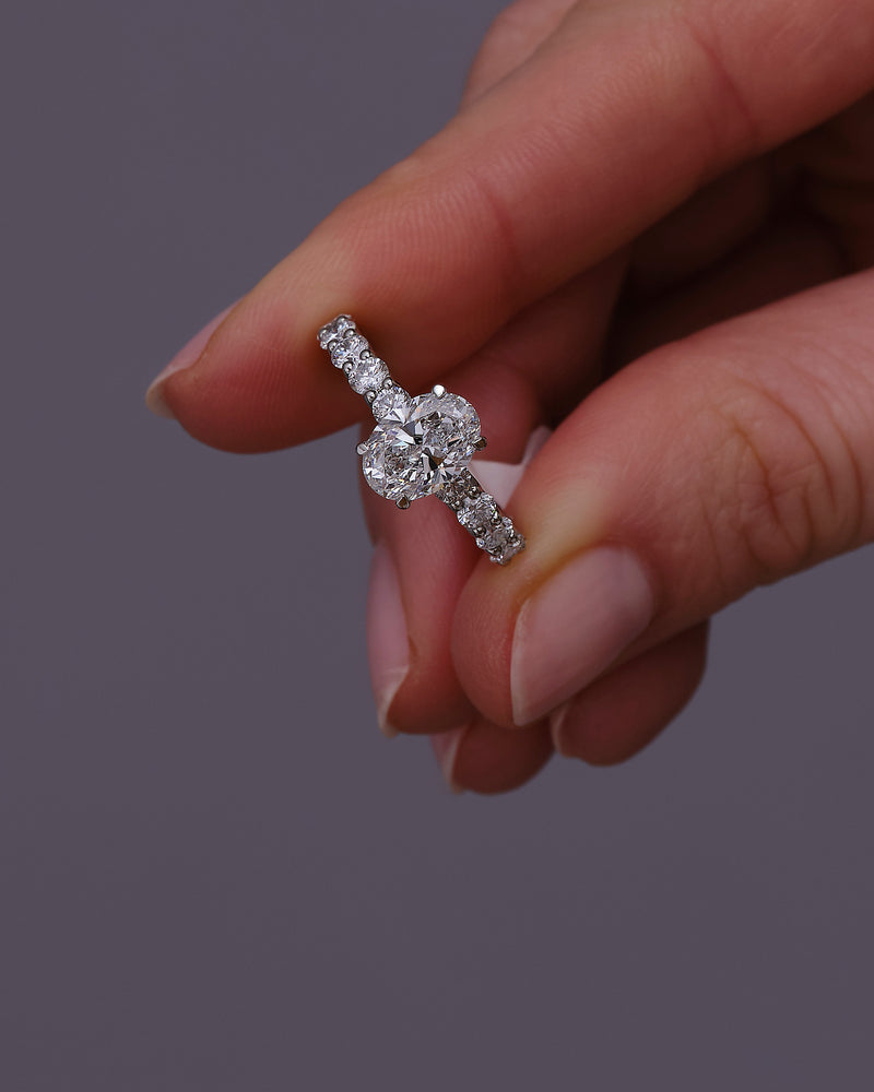 1.50ct Oval U Prong Setting Lab Grown Diamond Engagement Rings.