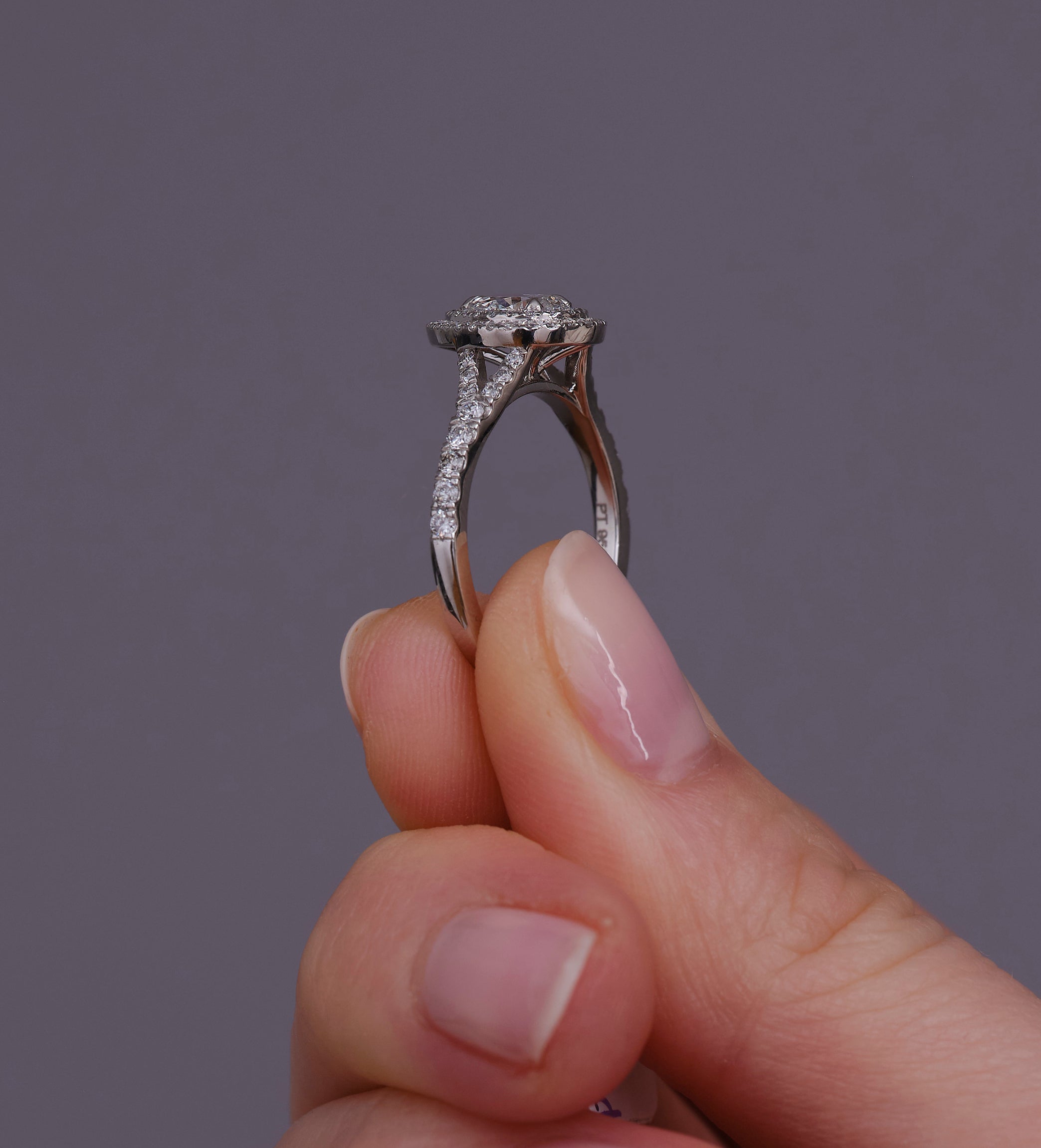 0.50ct Pear Halo & Split Shoulder Lab Grown Diamond Engagement Rings.