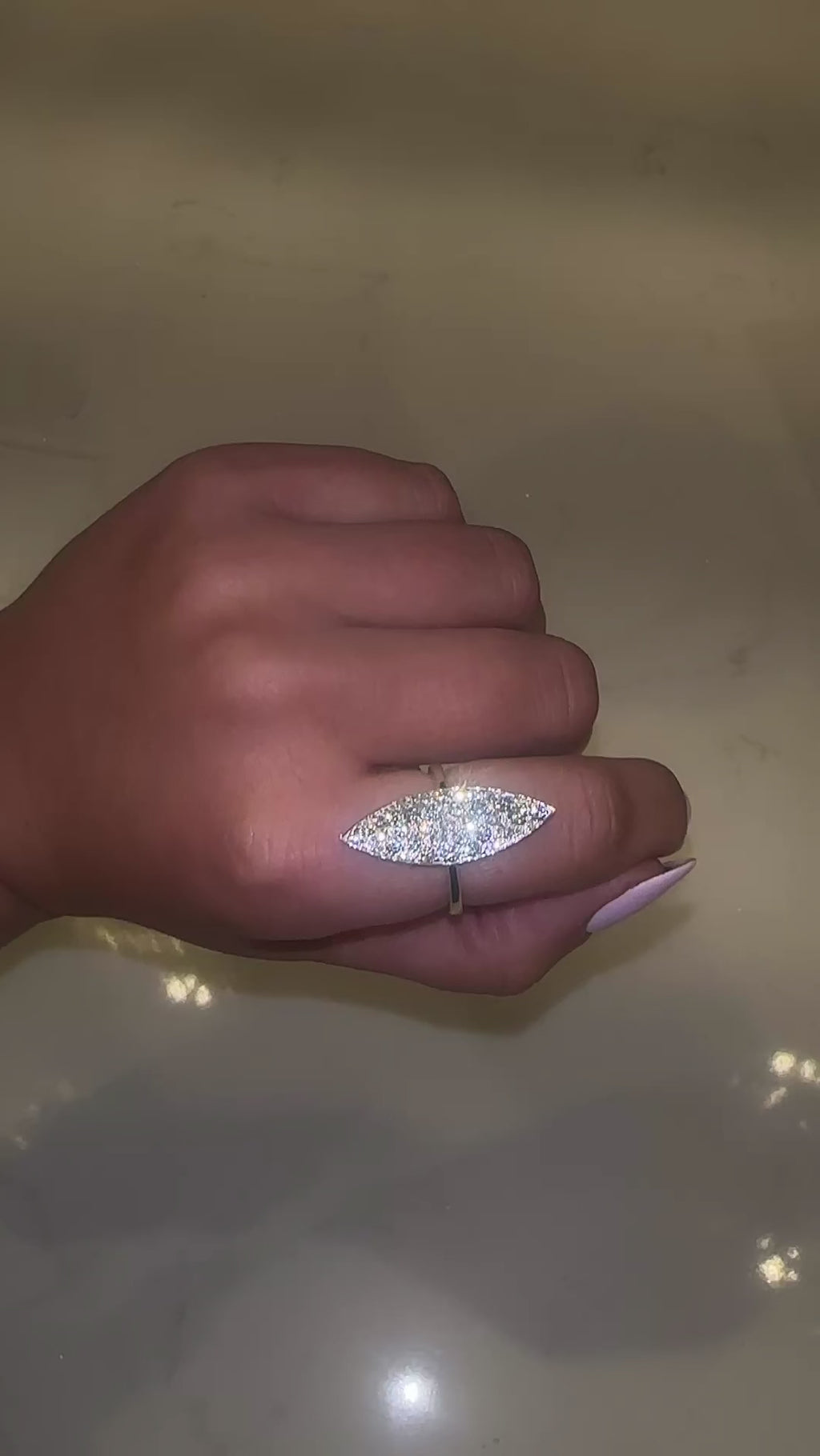 Two-tone marquise cluster diamond ring with natural mined diamonds, 1.50ct total.