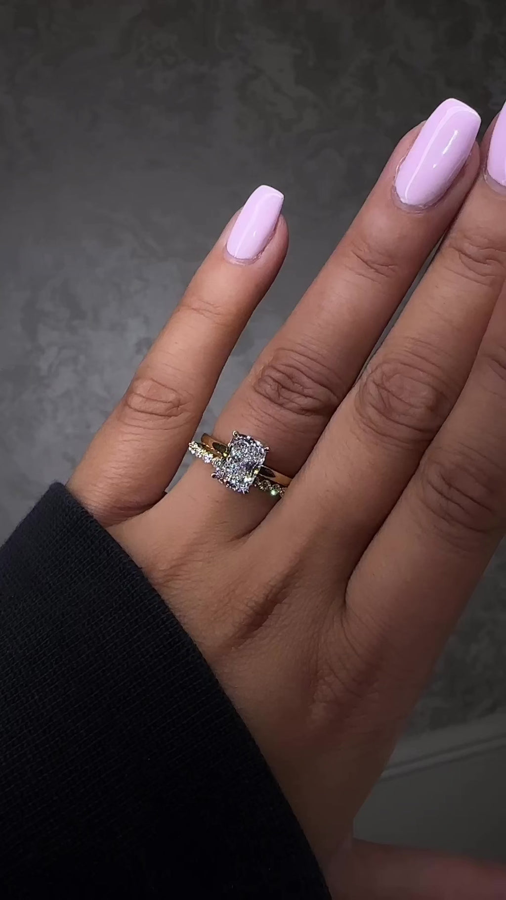 2.50ct Elongated Cushion Solitaire Lab Grown Diamond Engagement Rings.