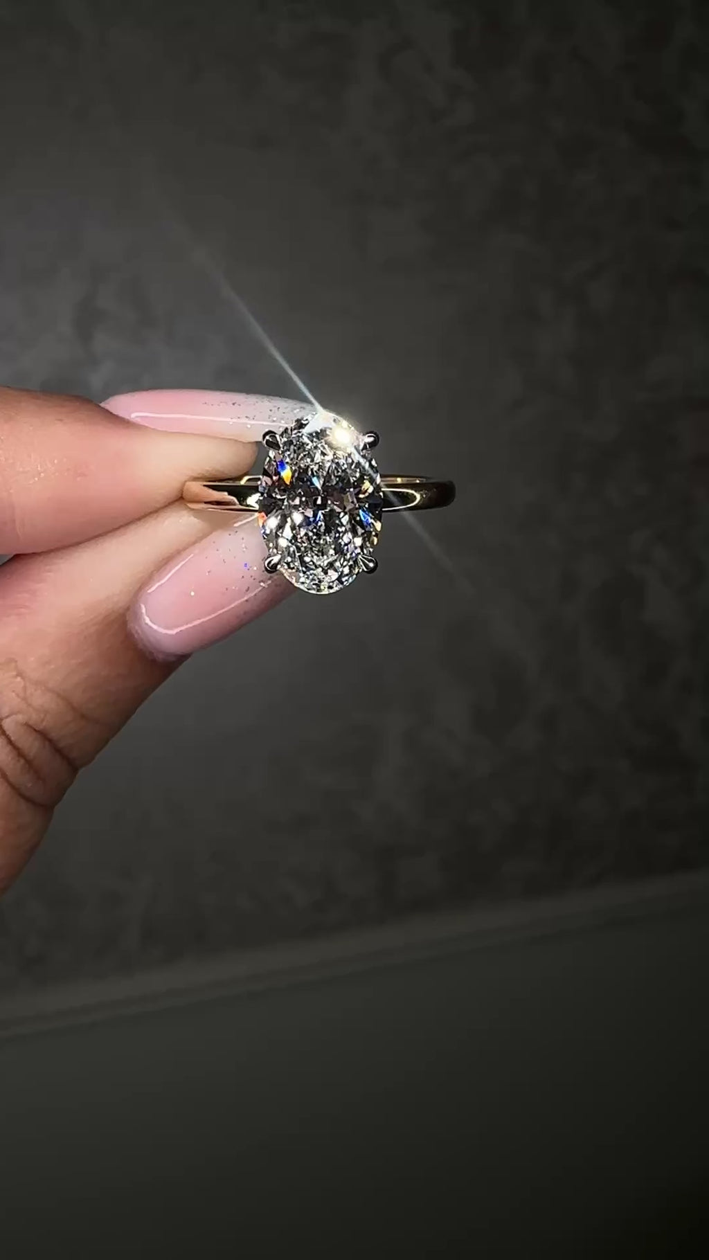 2ct Oval Hidden Halo Solitaire Two Tone Diamond Engagement Rings.