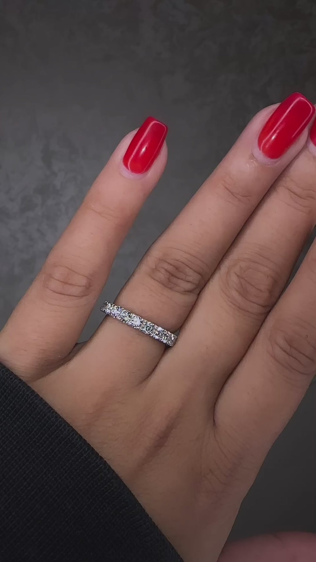 Half Diamond Eternity Band 3mm 0.95ct on hand