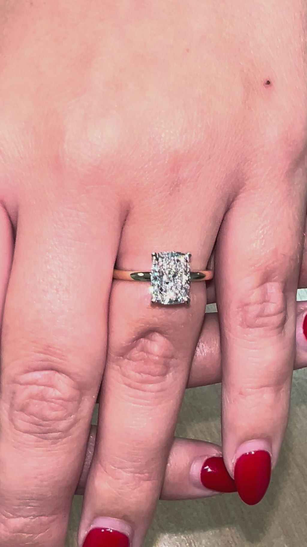 2.50ct Elongated Cushion Solitaire Lab Grown Diamond Engagement Rings.