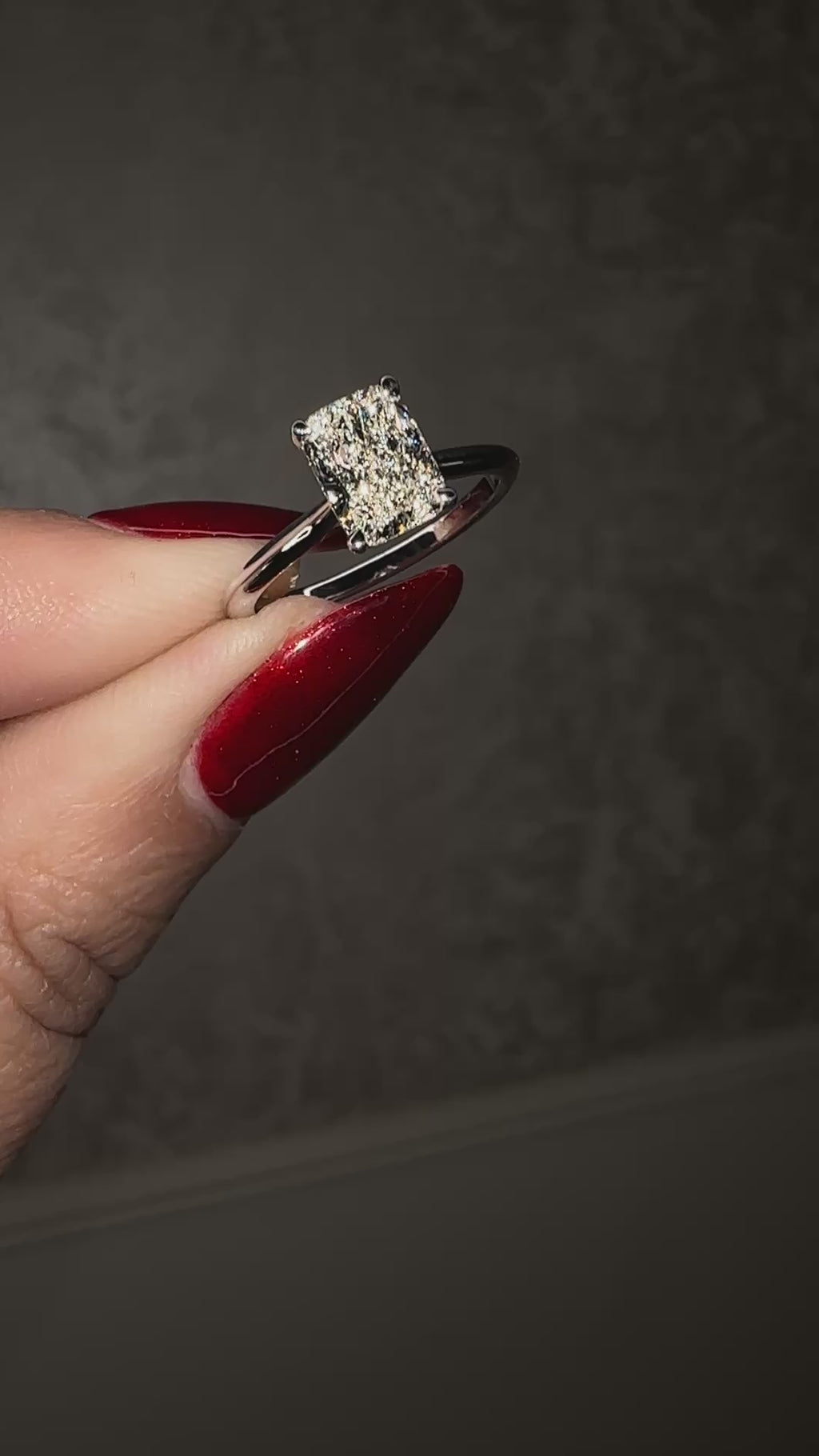 1.20ct Cushion Cut Lab Grown Diamond Plain band cathedral set diamond hidden halo engagement ring, platinum