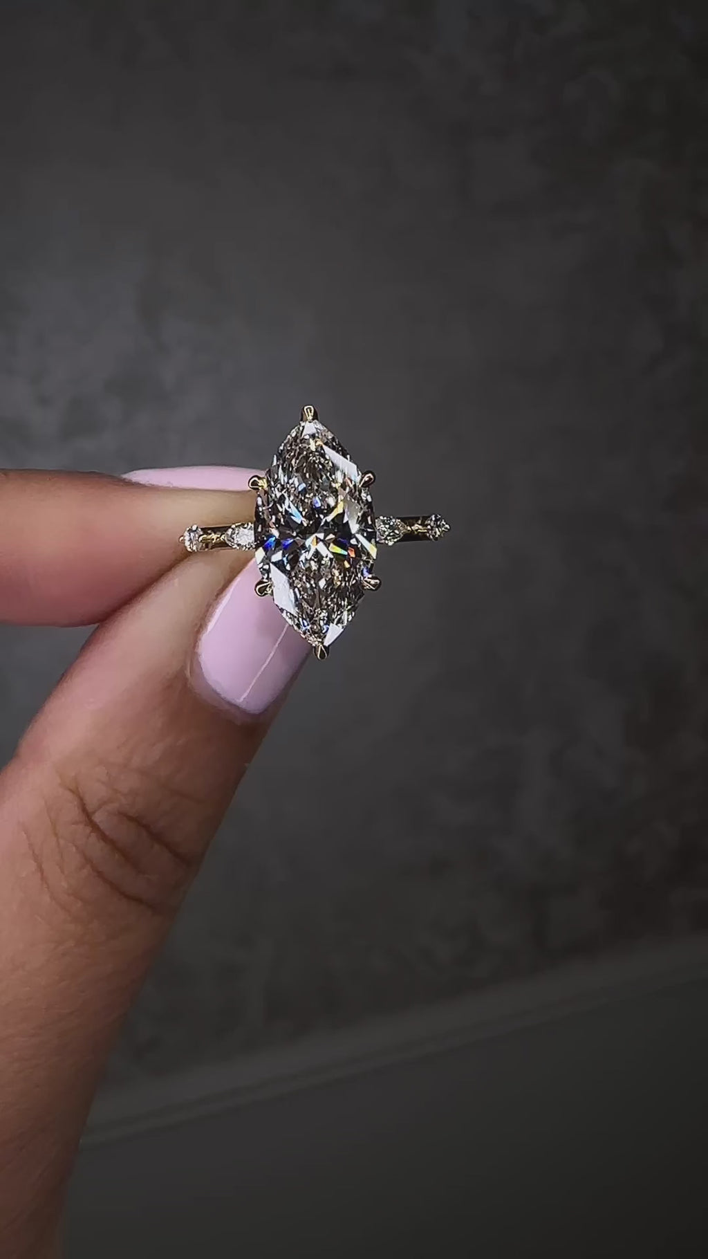 3.50ct Marquise cut lab grown diamond engagement ring marquise band