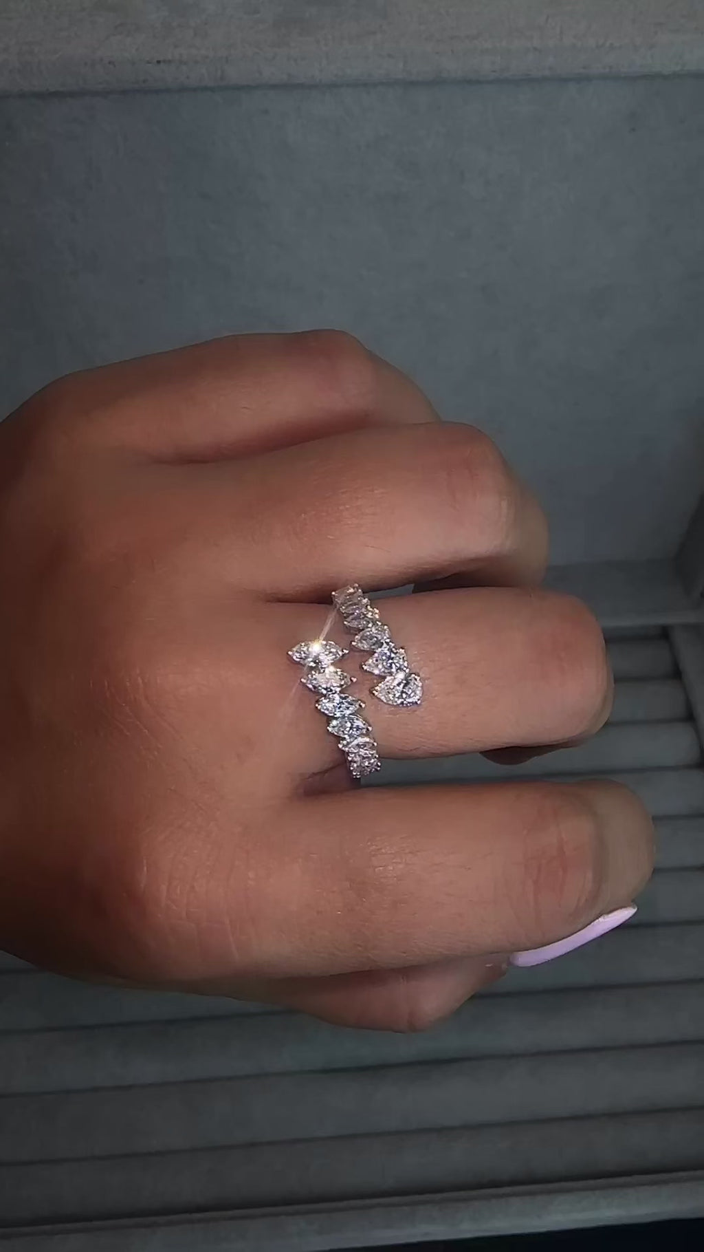 Marquise and Pear cut wrap diamond dress ring featuring approximately 1.75ct marquise and pear cut diamonds in an open wrap design. Available in lab or natural diamonds.