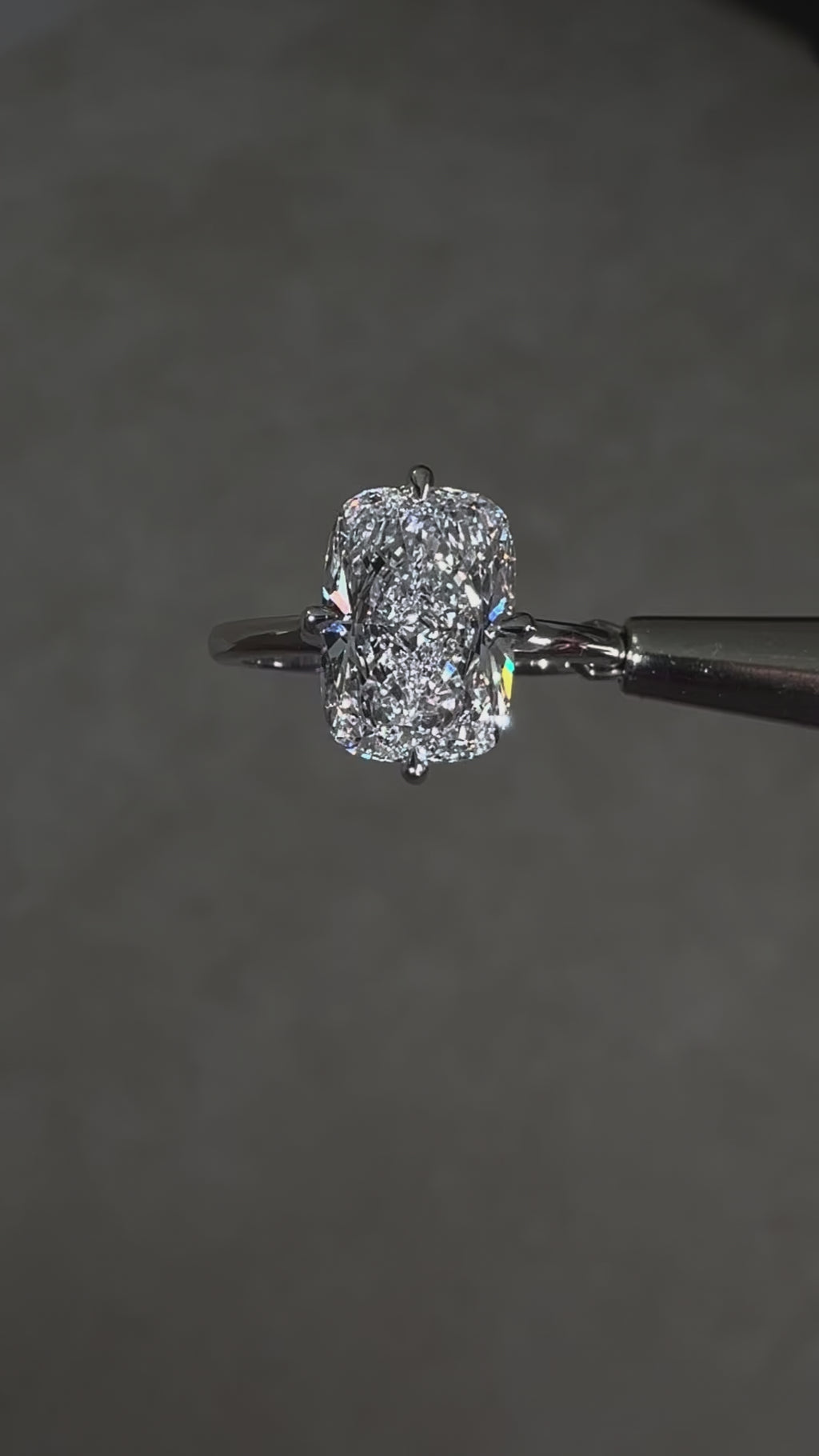 4ct elongated cushion cut lab grown diamond solitaire platinum engagement ring 