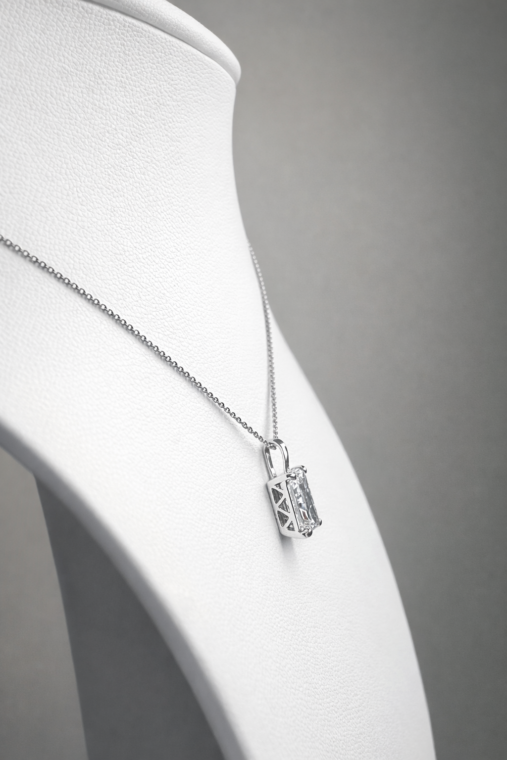 1ct radiant cut lab grown diamond pendant necklace on adjustable chain 9kt or 18kt white or yellow gold