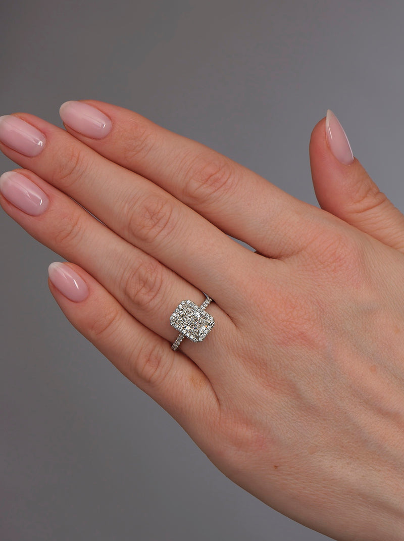 2ct Radiant 2D Seamless Halo lab grown Diamond Engagement Rings.