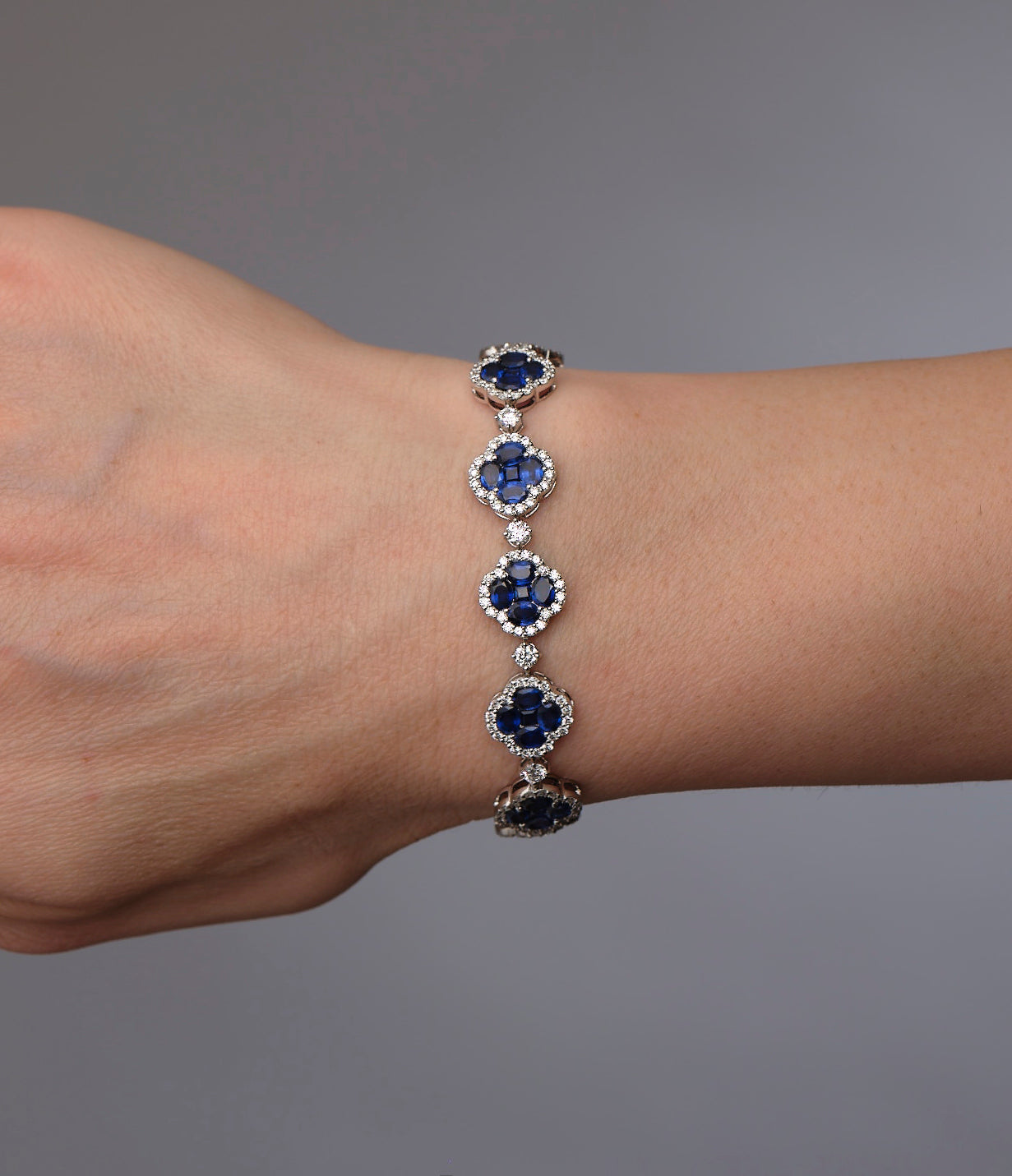 Sapphire Diamond Clover Bracelet