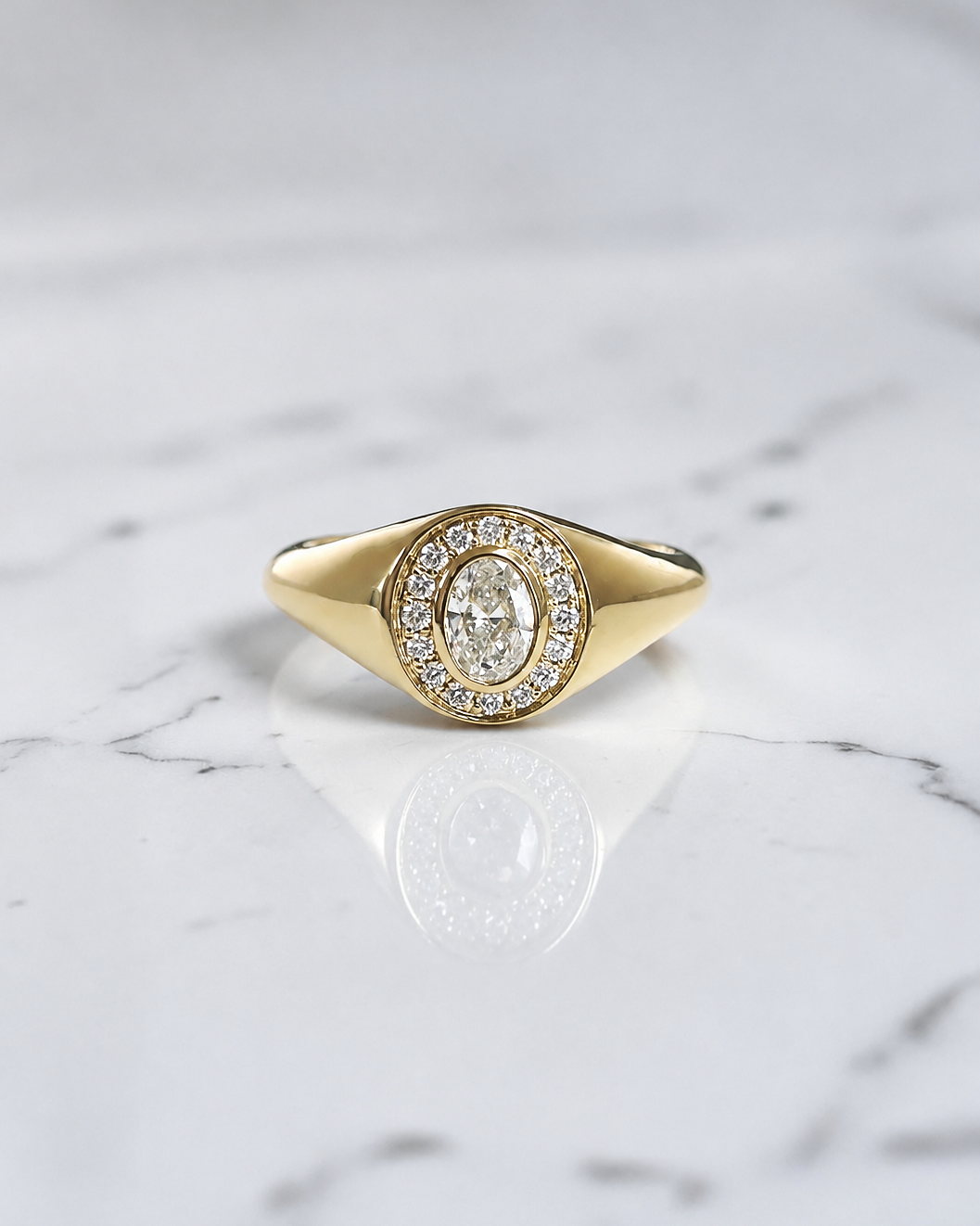 0.30ct Oval Diamond Gold Signet Ring
