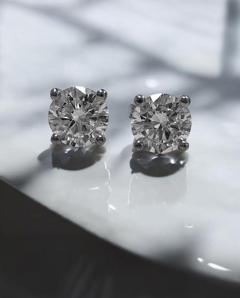 3ct Round Diamond Stud Earrings