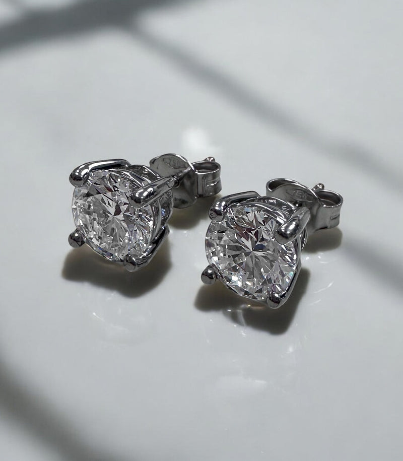 3ct Round Diamond Stud Earrings