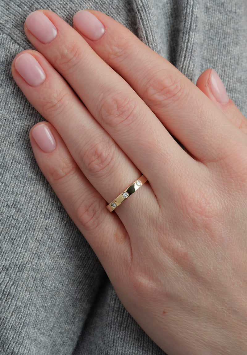 Side profile of the 3mm flat diamond ring, part of our wedding bands for women range.