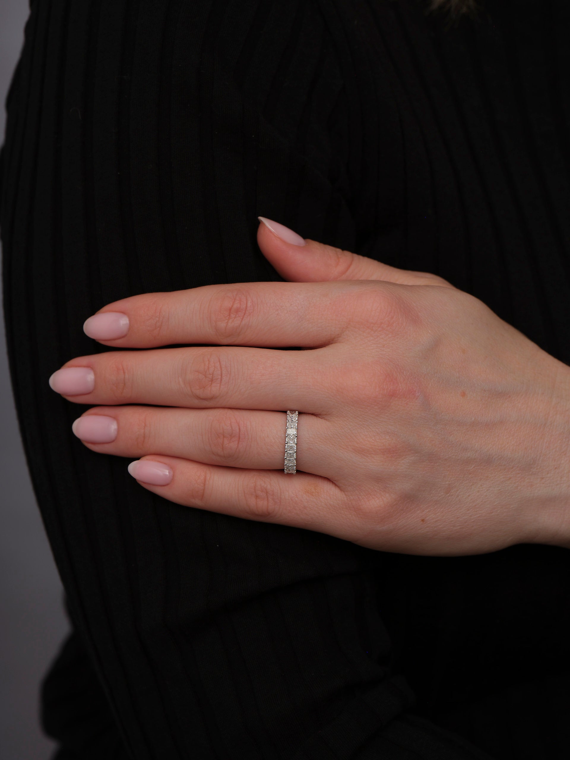 A comfort fit micro radiant diamond band from our women's wedding bands collection.