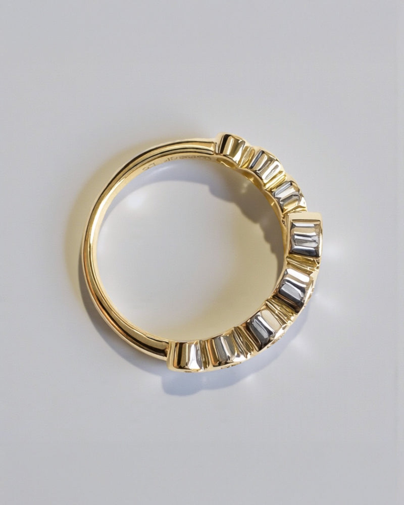 Open wrap diamond ring with bezel set stones, handcrafted fine jewellery