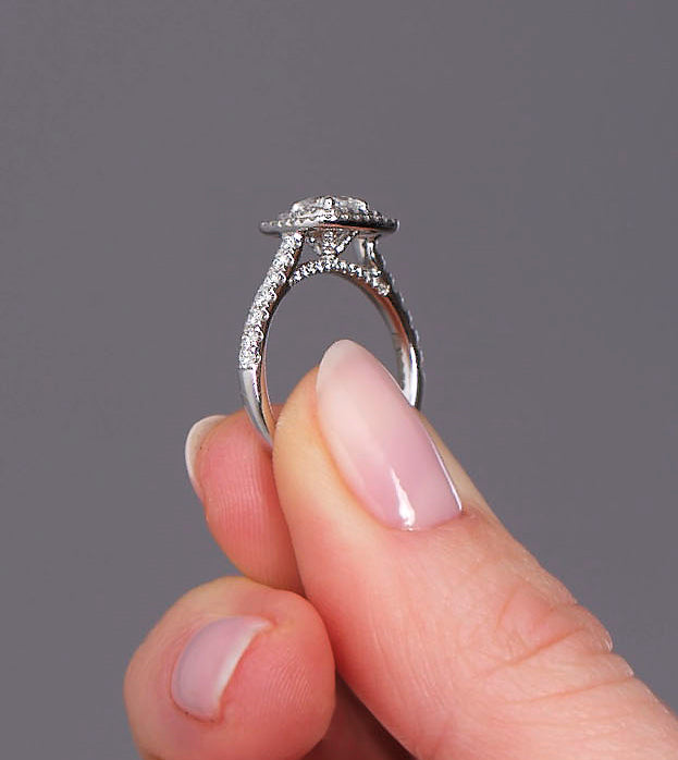 0.40ct Cushion Double Halo Lab Grown Diamond Engagement Rings.