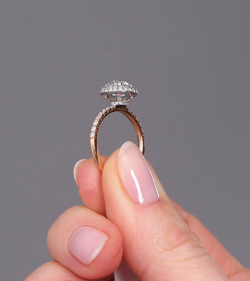 1.20ct Round 2D Halo Lab Grown Diamond Engagement Rings.