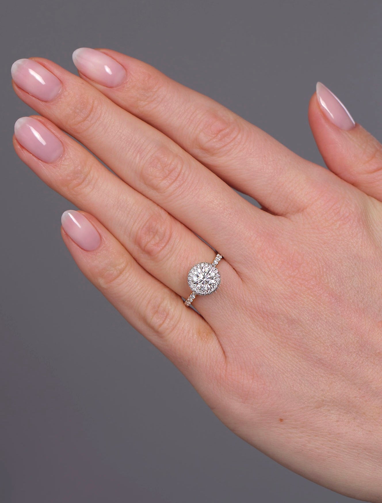 1.20ct Round 2D Halo Lab Grown Diamond Engagement Rings.
