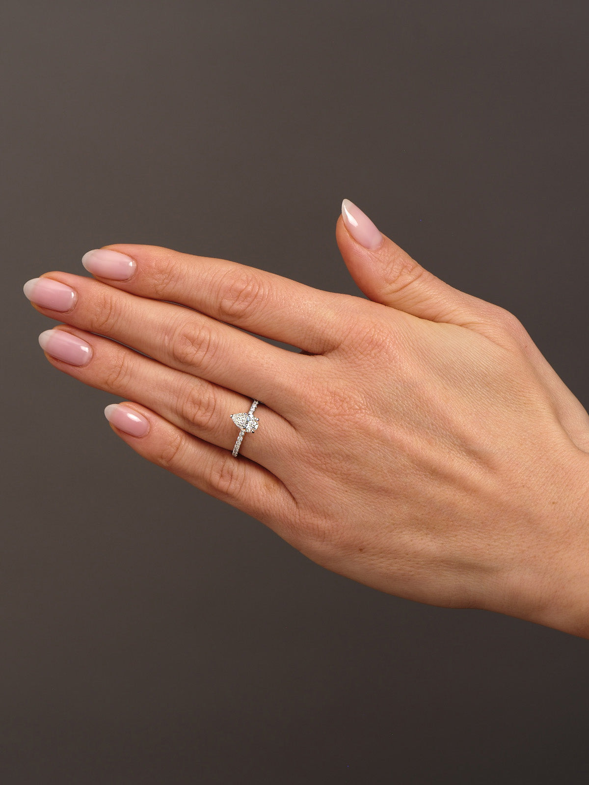 1ct Pear Hidden Halo Lab Grown Diamond Engagement Rings.