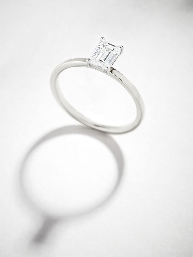 0.70ct Emerald Cut Solitaire lab grown Diamond Engagement Rings.